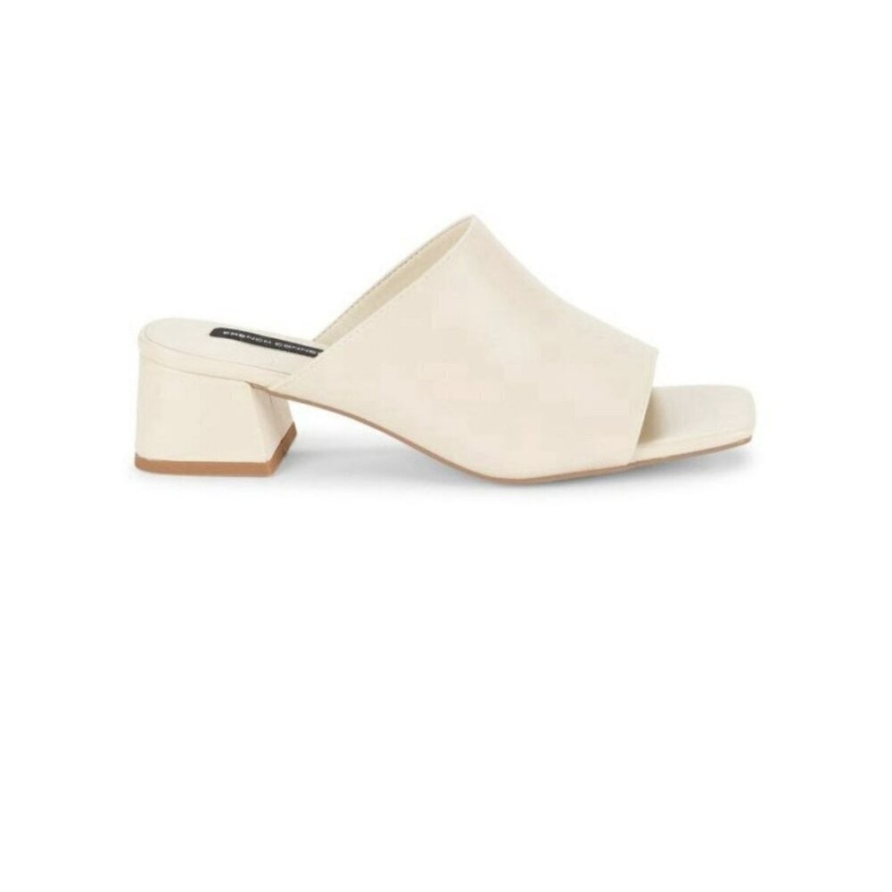 New French Connection Dinner Slip On Mule in Cream Vegan Leather Women's Size 6